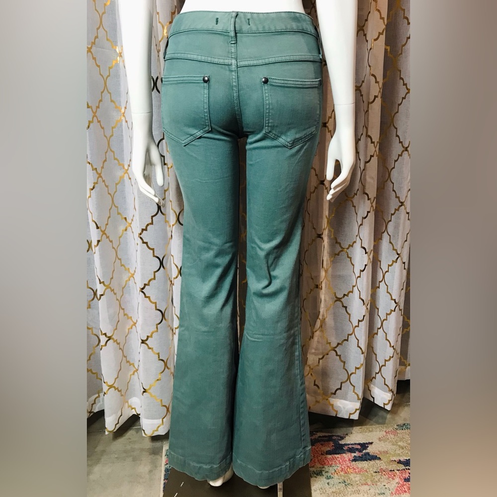 Free People Green Flare Denim Jean 25